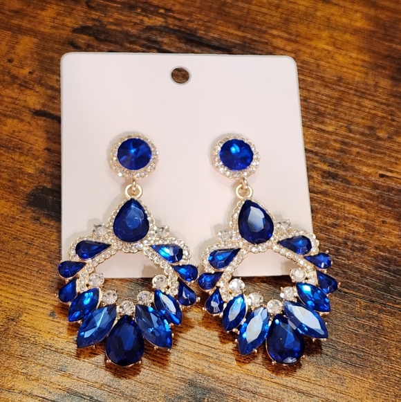 Blue Chandelier Earrings - Picture 2 of 5